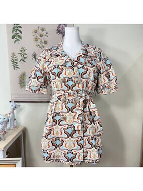Vintage 90s Y2k Print Canvas Jacket Mod Retro 70s Style Hippie Boho Cowgirl L